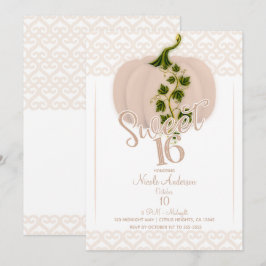 マットピンクパンプキンスイート16ハートの誕生日パーティー 招待状