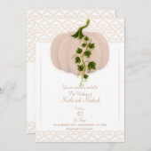 マットピンクパンプキンストーリーブックハート秋の結婚式 招待状 (正面/裏面)