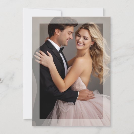 マットフレーム フォト ウェディング ゴールデン ベージュ 招待状 (正面)