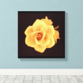 マットブラックに黄色のバラ キャンバスプリント (インサイチュ (ウッドフロア))