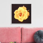 マットブラックに黄色のバラ キャンバスプリント (インサイチュ (リビング))