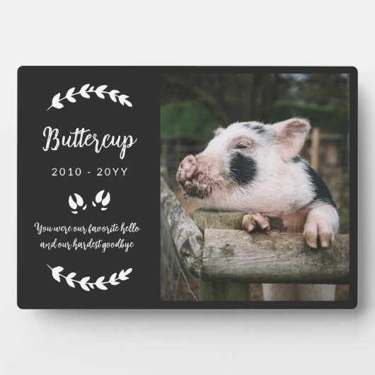 マットブラックピグパーフー緑の写真ペット記念 フォトプラーク (正面)
