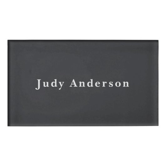 マットブラックプロフェッショナルプレーンモダンエレガント 名札 (正面)