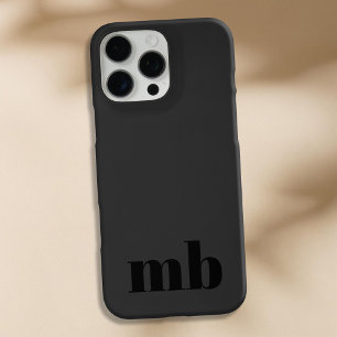 マットブラックミニマリストモダンイニシャルモノグラム iPhone 16 PRO MAXケース