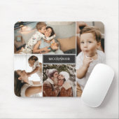 マットブラックモダン4フォトコラージュ&名前 マウスパッド (マウス)