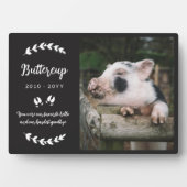 マットブラック豚の蹄のグリーン写真ペットメモリアル フォトプラーク (正面)