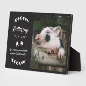 マットブラック豚の蹄のグリーン写真ペットメモリアル フォトプラーク (側面)