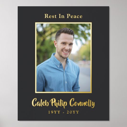 マットブラック金ゴールド安静平和記念撮影 箔ポスター (正面)