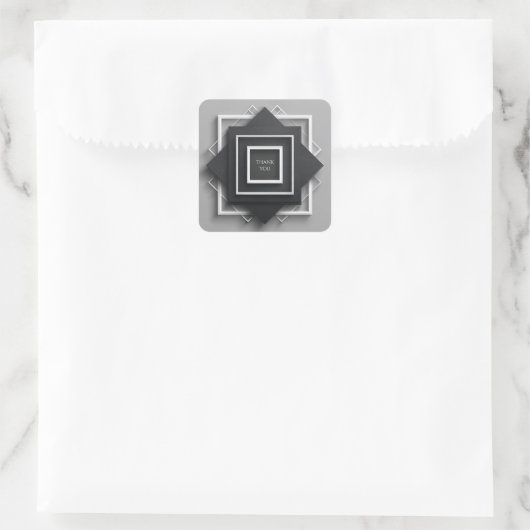 マットブラック&ホワイトフレームエレガモダンントウェディング スクエアシール (バッグ)