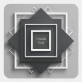 マットブラック&ホワイトフレームエレガモダンントウェディング スクエアシール (正面)