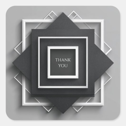 マットブラック&ホワイトフレームエレガモダンントウェディング スクエアシール (正面)