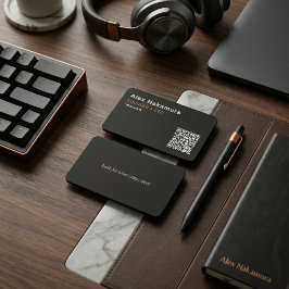 マットブラック ミニマル QRコード テック ファウンダー スタートアップ 名刺