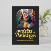 マットブラック&金ゴールドモダンレトロクリスマスフォト 箔シーズンカード (立ち正面)