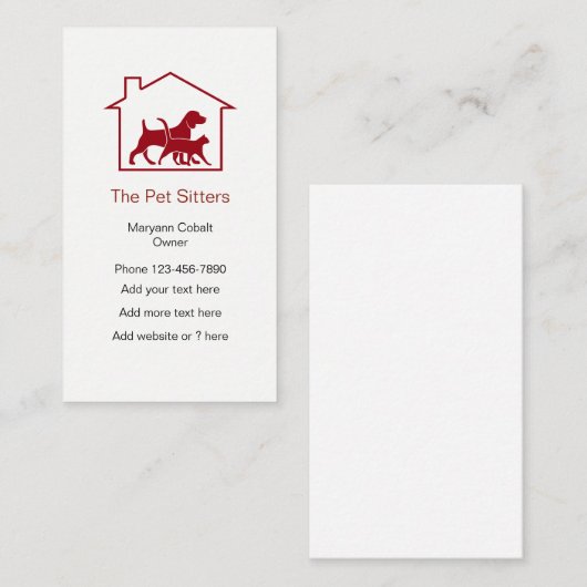 マットペット付き添いの家の記号 名刺 (正面/裏面)