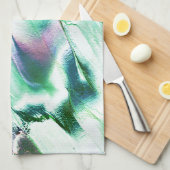 マットメタルから彫られたライト、緑から青のカラー キッチンタオル (四つ折り)