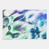 マットメタルから彫られたライト、緑から青のカラー キッチンタオル (横)
