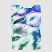 マットメタルから彫られたライト、緑から青のカラー ゴルフタオル (正面)