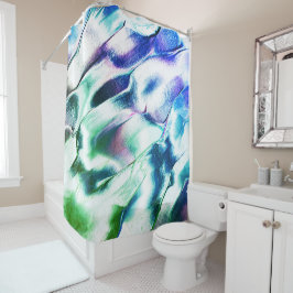 マットメタルから彫られたライト、緑から青のカラー シャワーカーテン
