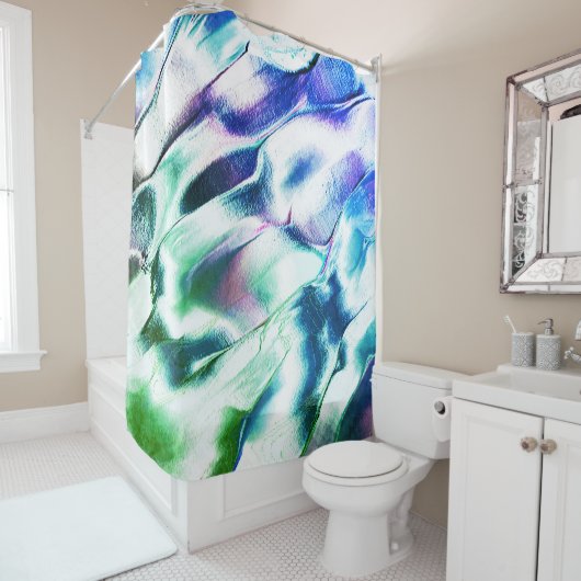 マットメタルから彫られたライト、緑から青のカラー シャワーカーテン (インサイチュ)
