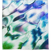 マットメタルから彫られたライト、緑から青のカラー シャワーカーテン (正面)