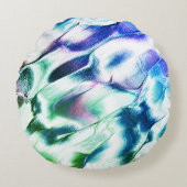 マットメタルから彫られたライト、緑から青のカラー ラウンドクッション (正面)