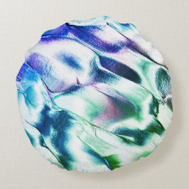 マットメタルから彫られたライト、緑から青のカラー ラウンドクッション