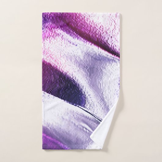 マットメタルから彫り出された、薄紫と紫の色 バスタオルセット (ハンドタオル)