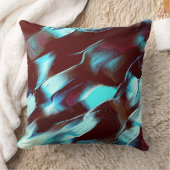 マットメタルで彫られた、茶色からシアンのグラデーション クッション (ブランケット)