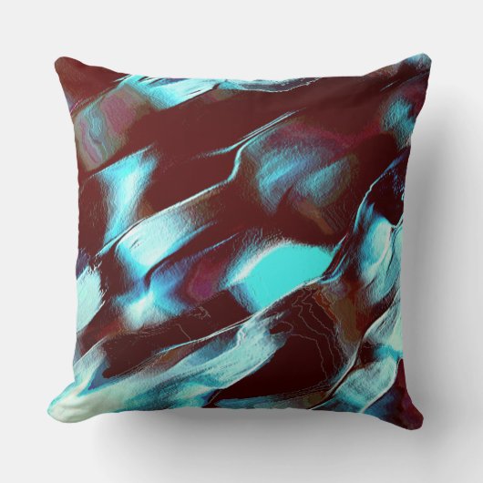 マットメタルで彫られた、茶色からシアンのグラデーション クッション (正面)