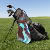 マットメタルで彫られた、茶色からシアンのグラデーション ゴルフタオル (グリーン)