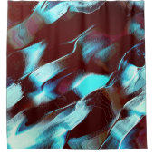 マットメタルで彫られた、茶色からシアンのグラデーション シャワーカーテン (正面)