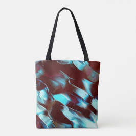 マットメタルで彫られた、茶色からシアンのグラデーション トートバッグ