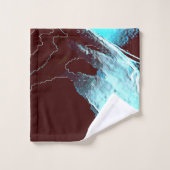 マットメタルで彫られた、茶色からシアンのグラデーション バスタオルセット (ウォッシュタオル)