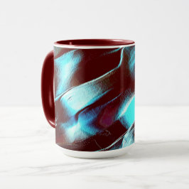 マットメタルで彫られた、茶色からシアンのグラデーション マグカップ
