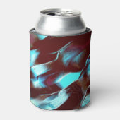 マットメタルで彫られた、茶色からシアンのグラデーション 缶クーラー (缶正面)