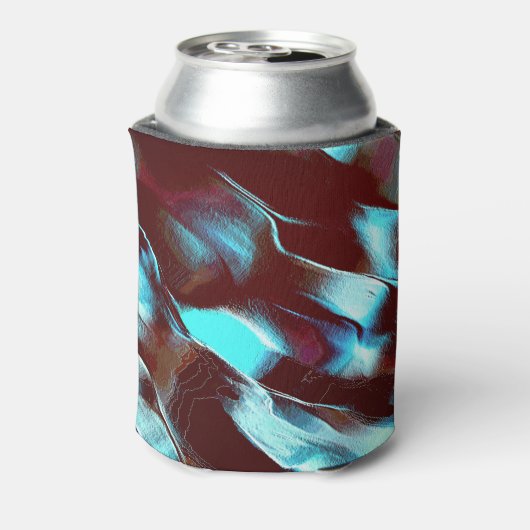 マットメタルで彫られた、茶色からシアンのグラデーション 缶クーラー (缶裏面)