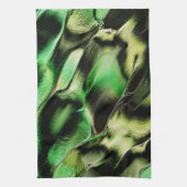 マットメタル、グリーンとクリーム色の彫刻 キッチンタオル (縦)