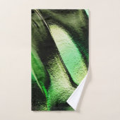 マットメタル、グリーンとクリーム色の彫刻 バスタオルセット (ハンドタオル)