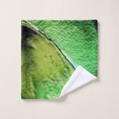 マットメタル、グリーンとクリーム色の彫刻 バスタオルセット (ウォッシュタオル)