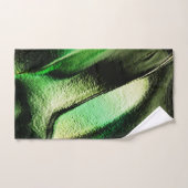 マットメタル、グリーンとクリーム色の彫刻 バスタオルセット (ハンドタオル)