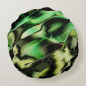 マットメタル、グリーンとクリーム色の彫刻 ラウンドクッション (裏面)