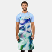 マットメタル、緑から青への薄紫の汚れから彫られる エプロン (着用した状態)