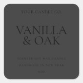 マットモダンブラックミニマルキャンドルラベル スクエアシール (正面)