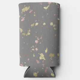 マット金ゴールドとバラ金ゴールドフレーク暖かいダークグレー スリム缶クーラー