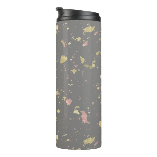 マット金ゴールドとバラ金ゴールドフレーク暖かいダークグレー タンブラー (回転右)