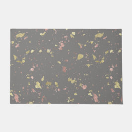 マット金ゴールドとバラ金ゴールドフレーク暖かいダークグレー ドアマット