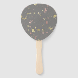 マット金ゴールドとバラ金ゴールドフレーク暖かいダークグレー ハンドファン