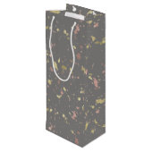 マット金ゴールドとバラ金ゴールドフレーク暖かいダークグレー ワインギフトバッグ (裏面アングル)