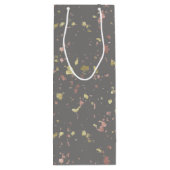 マット金ゴールドとバラ金ゴールドフレーク暖かいダークグレー ワインギフトバッグ (裏面)