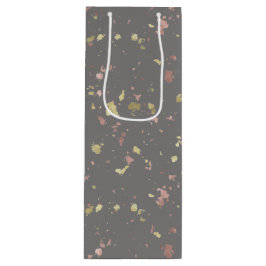 マット金ゴールドとバラ金ゴールドフレーク暖かいダークグレー ワインギフトバッグ